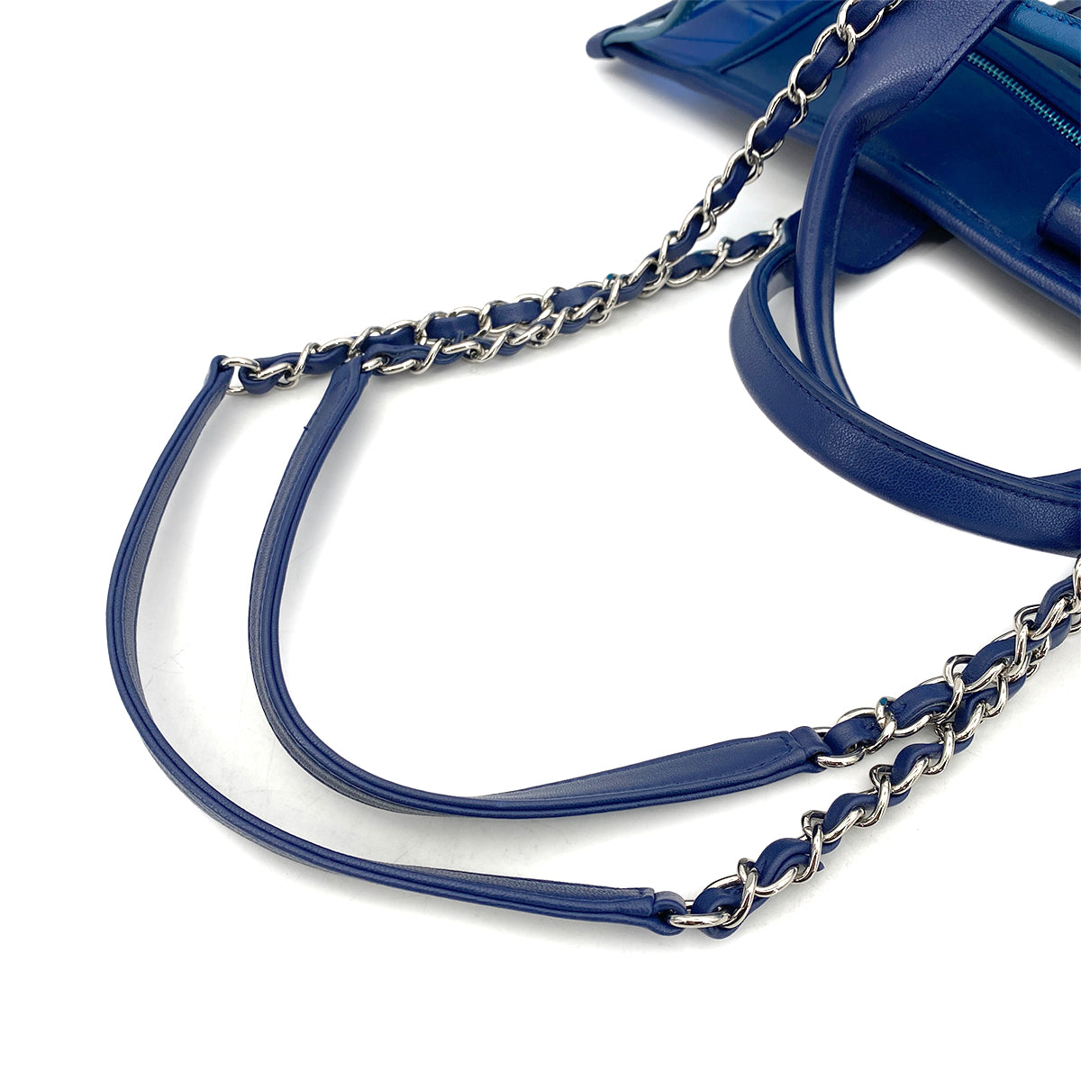 CHANEL COCO SPLASH TOTE BAG CLEAR BLUE VINYL LEATHER 90261646
