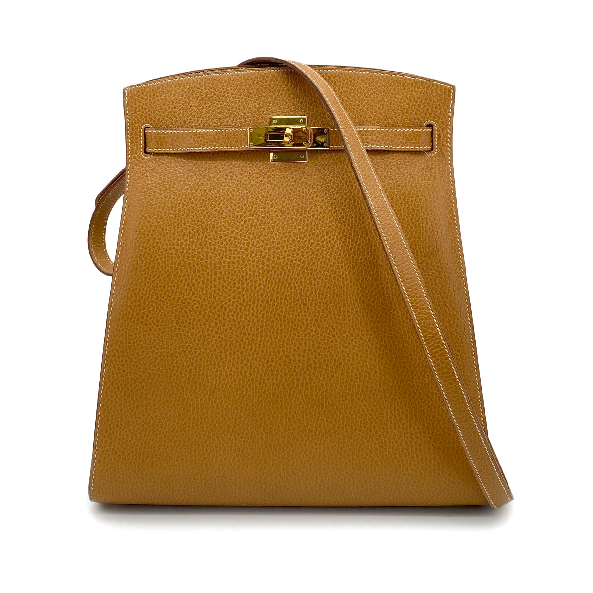 HERMES KELLY SPORTS GM GOLD COUCHEVEL SHOULDER BAG 〇X GHW 90261804