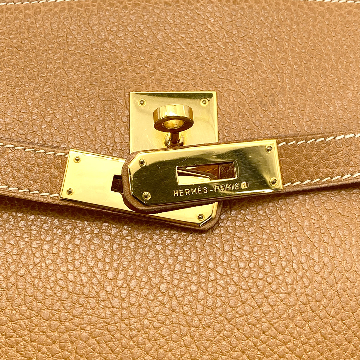 HERMES KELLY SPORTS GM GOLD COUCHEVEL SHOULDER BAG 〇X GHW 90261804