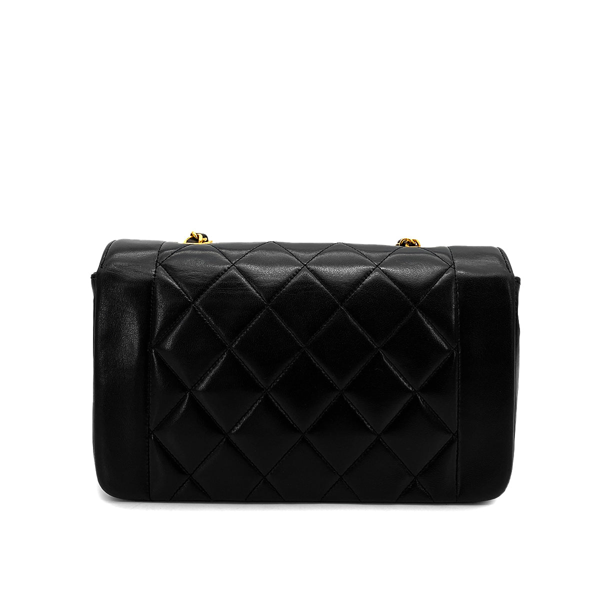 CHANEL VINTAGE DIANA SMALL CHAIN SHOULDER BAG BLACK LAMB SKIN 90261807