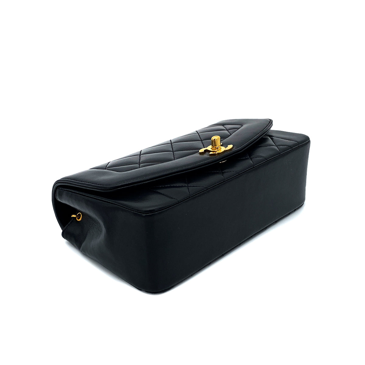 CHANEL VINTAGE DIANA SMALL CHAIN SHOULDER BAG BLACK LAMB SKIN 90261807