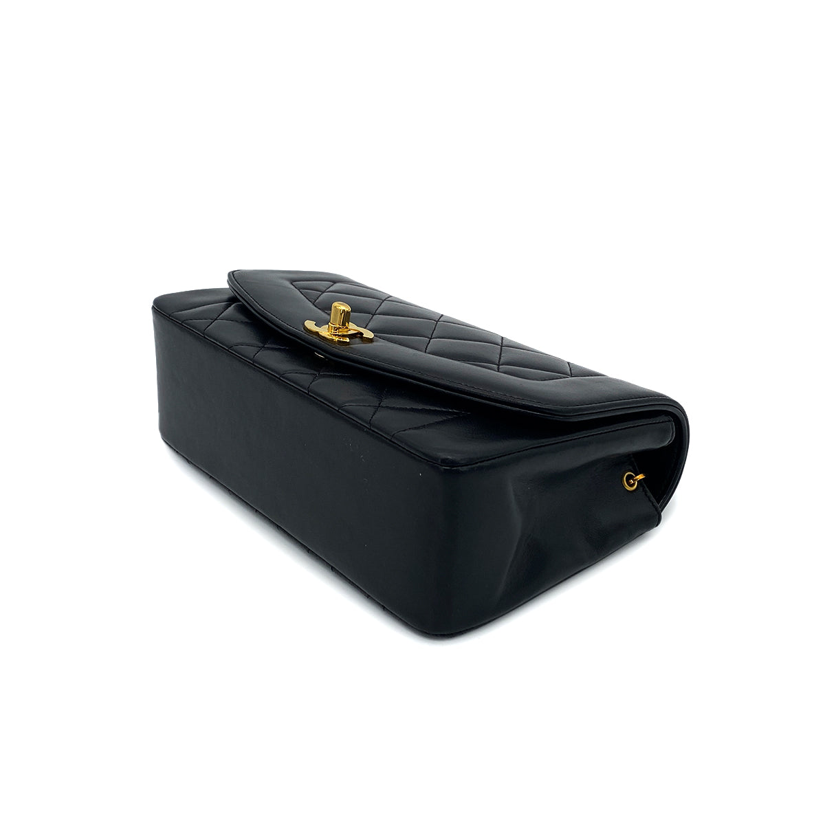 CHANEL VINTAGE DIANA SMALL CHAIN SHOULDER BAG BLACK LAMB SKIN 90261807