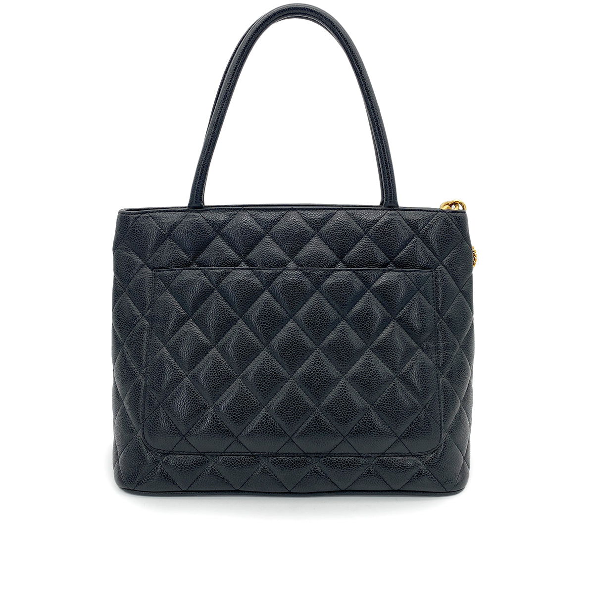 CHANEL VINTAGE MEDALLION TOTE BAG BLACK CAVIAR SKIN 90261821