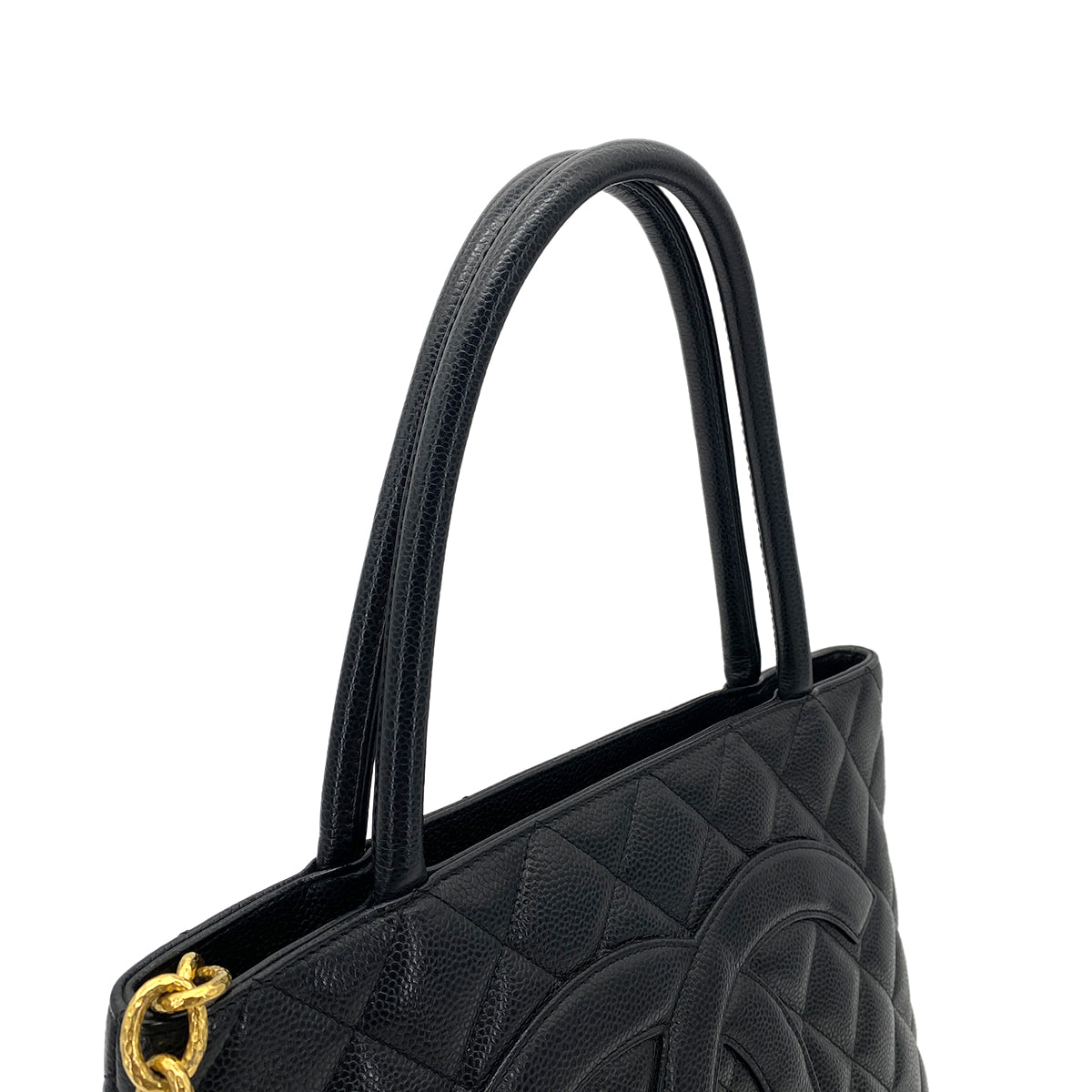 CHANEL VINTAGE MEDALLION TOTE BAG BLACK CAVIAR SKIN 90261821