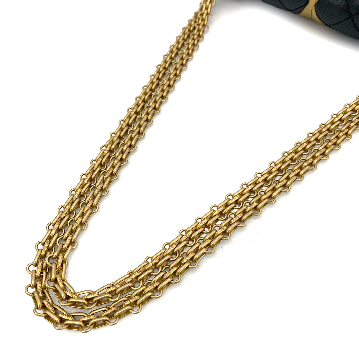 CHANEL 2.55 MEDIUM CHAIN SHOULDER BAG GOLD BLACK LAMB SKIN 90261822
