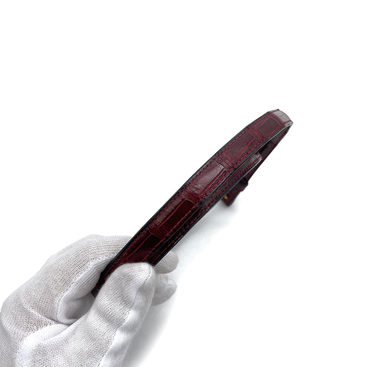 HERMES LYDIE CLUTCH SHOULDER BAG ROUGE H CROCODILE 〇F GHW 90261831