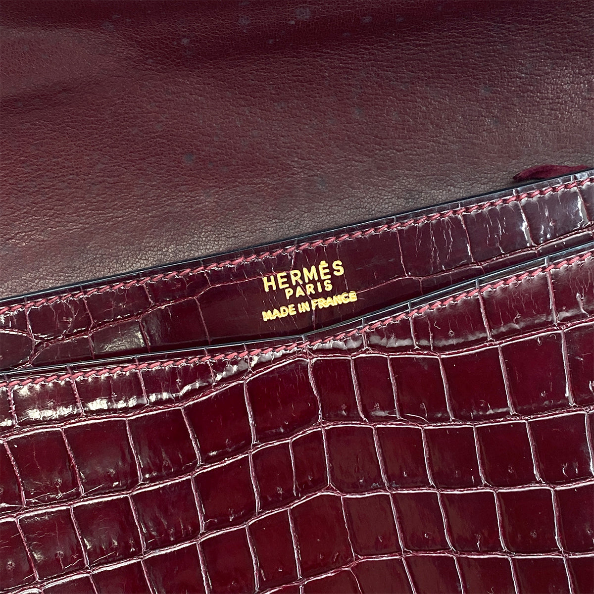 HERMES LYDIE CLUTCH SHOULDER BAG ROUGE H CROCODILE 〇F GHW 90261831