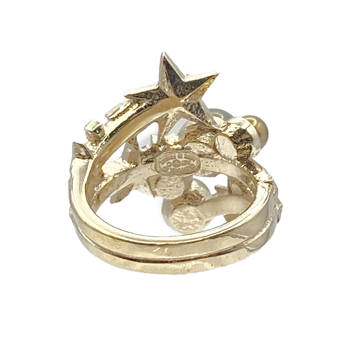 CHANEL COCO MARK STAR RHINESTONE FAUX PEARL RING ACCESSORY A17C 90261832