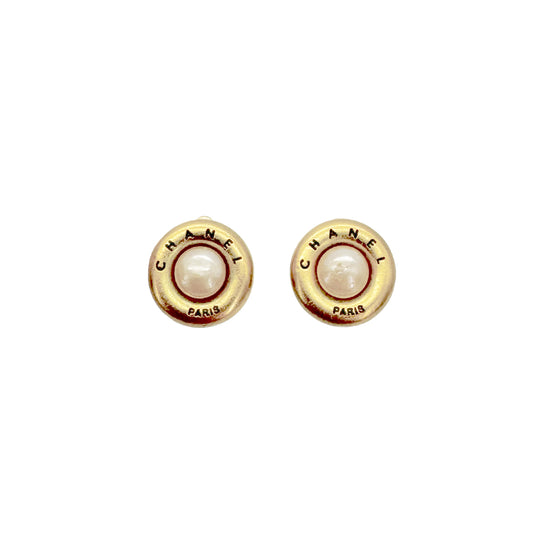 CHANEL VINTAGE EARRINGS ROUND PEARL ACCESSORY 94A 90261835