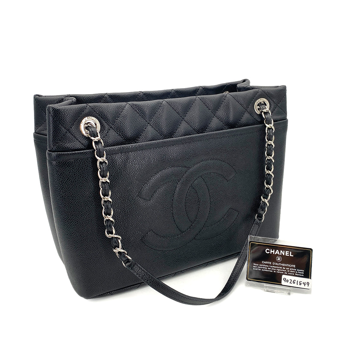 CHANEL MATELASSE CHAIN TOTE BAG BLACK CAVIAR SKIN 90261849