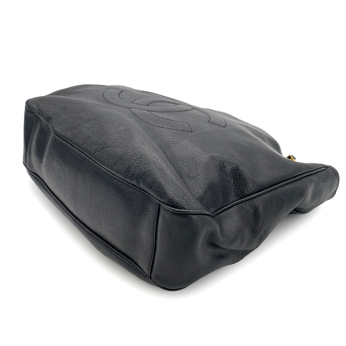 CHANEL VINTAGE CHAIN TOTE BAG BLACK CAVIAR SKIN 90261850