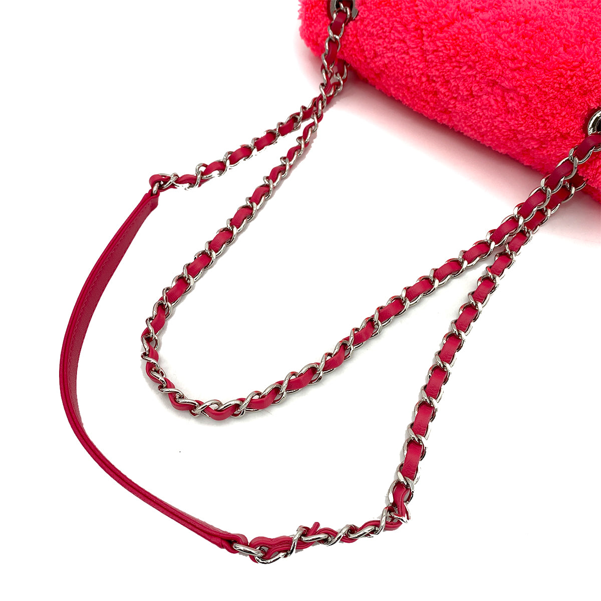 CHANEL CHAIN SHOULDER BAG BEIGE FUR NEON PINK 90261852