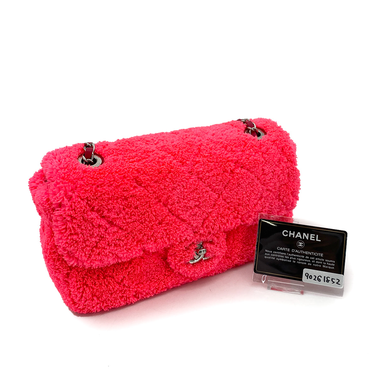 CHANEL CHAIN SHOULDER BAG BEIGE FUR NEON PINK 90261852