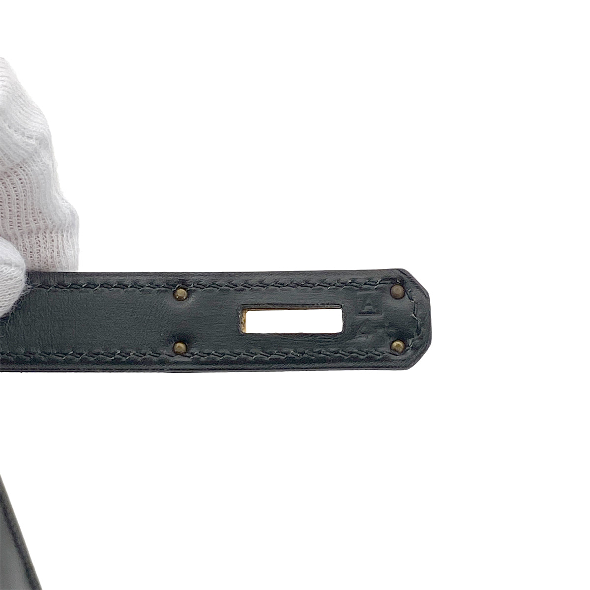 HERMES KELLY 32 SELLIER BLACK BOX CALF HAND SHOULDER BAG □A GHW 90262049