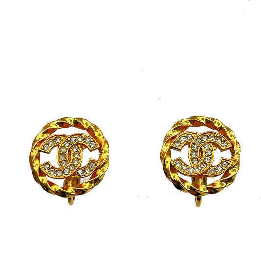 CHANEL EARRINGS COCOMARK RHINESTONE ROUND ACCESSORY 90262091