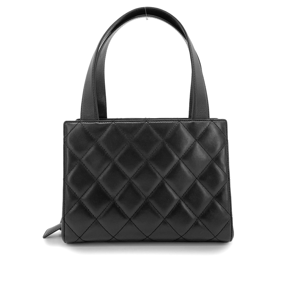 CHANEL VINTAGE MATELASSE HAND BAG BLACK LAMB SKIN 90262309