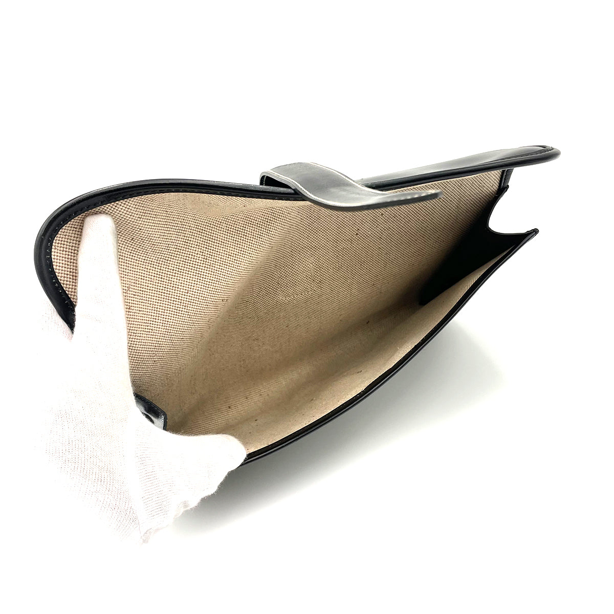 HERMES JIGE CLUTCH BAG BLACK BOXCALF 〇M 90262326