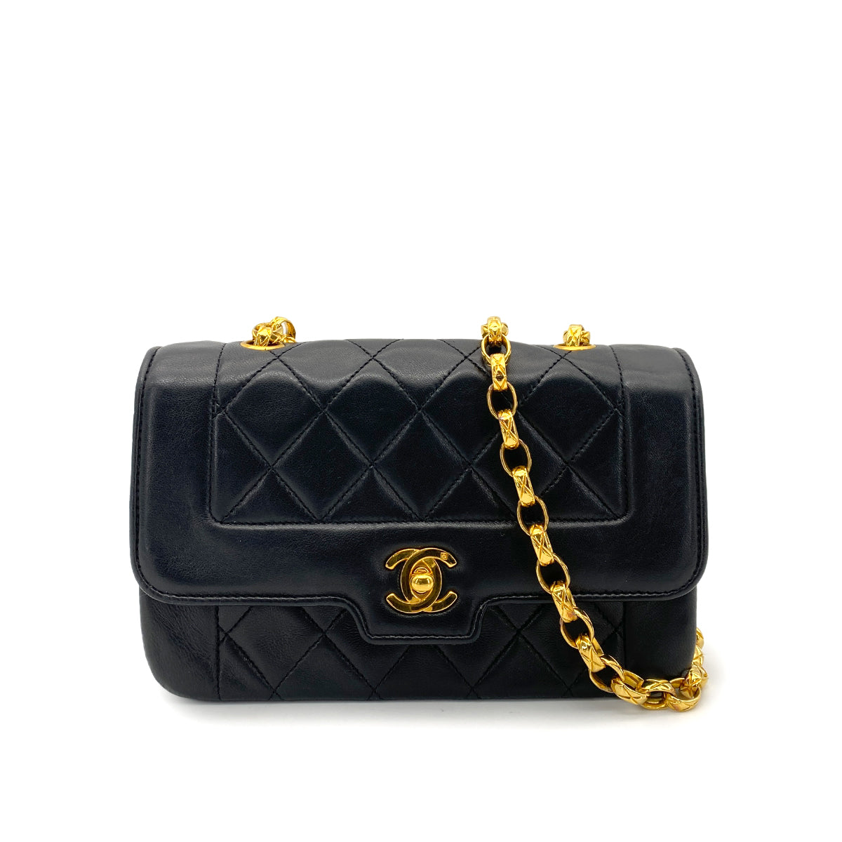 CHANEL VINTAGE BIJOU CHAIN SHOULDER BAG BLACK LAMB SKIN 90262331