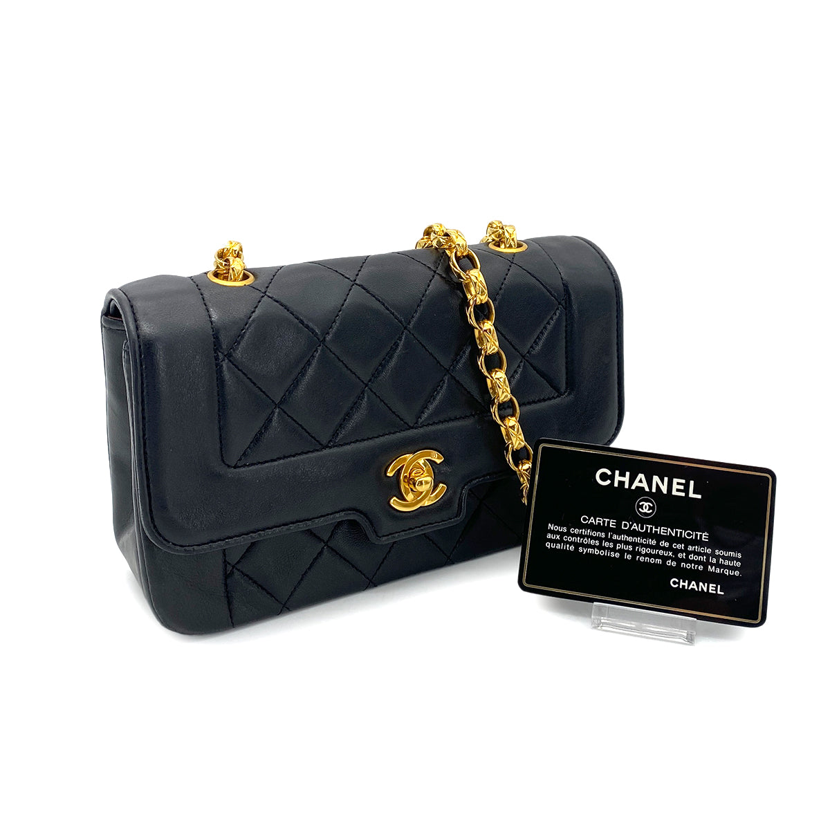 CHANEL VINTAGE BIJOU CHAIN SHOULDER BAG BLACK LAMB SKIN 90262331