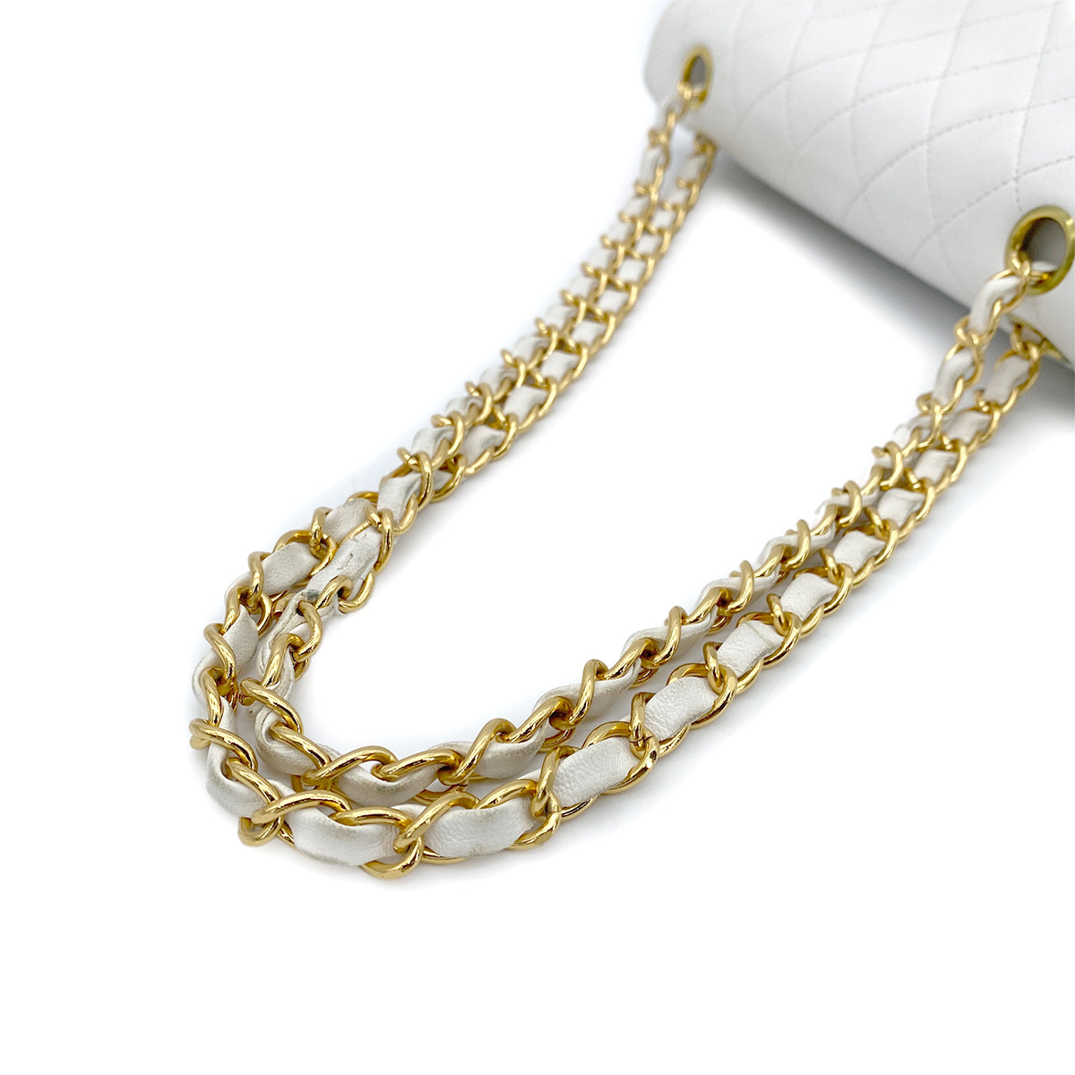 CHANEL VINTAGE CLASSIC FLAP SMALL WHITE LAMB SKIN GHW 90262336