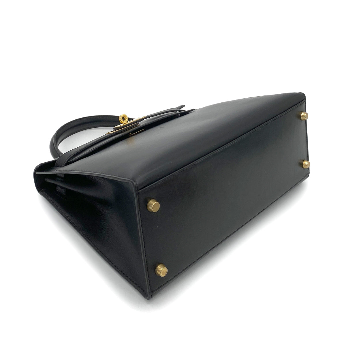 HERMES KELLY 28 SELLIER BLACK BOXCALF HAND SHOULDER BAG 〇Z GHW 90262338