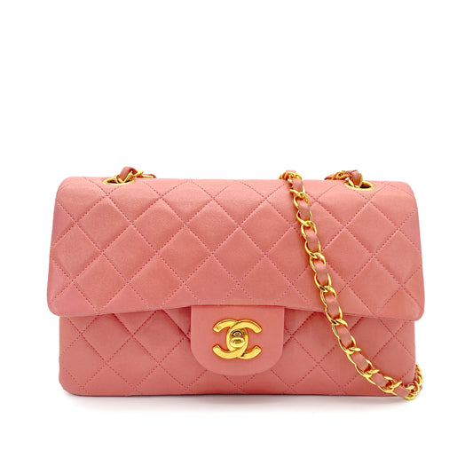 CHANEL VINTAGE CLASSIC FLAP SMALL CHAIN SHOULDER BAG PINK LAMB SKIN 90262348