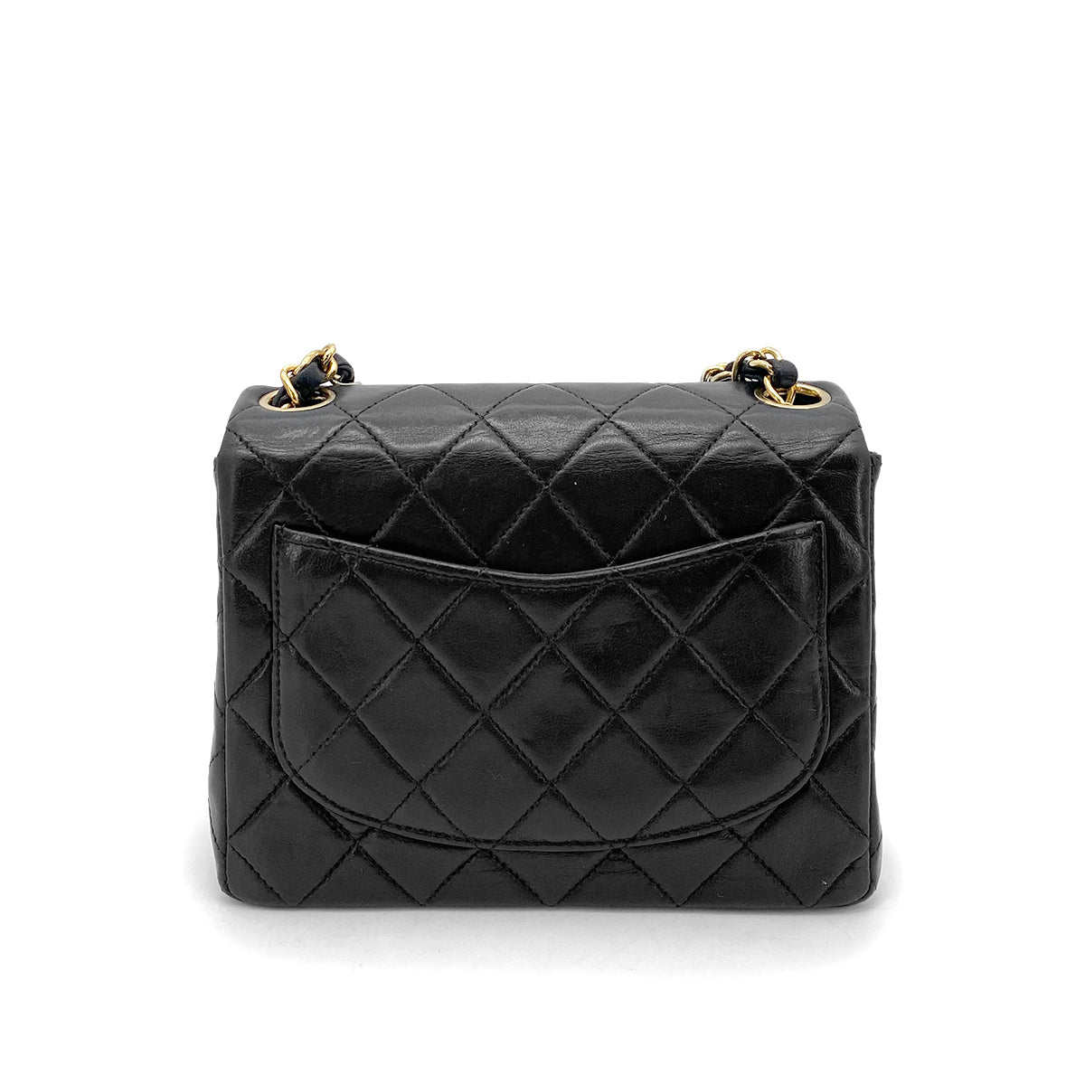 CHANEL VINTAGE MINI SQUARE 17 CHAIN SHOULDER BAG BLACK LAMB SKIN 90262354