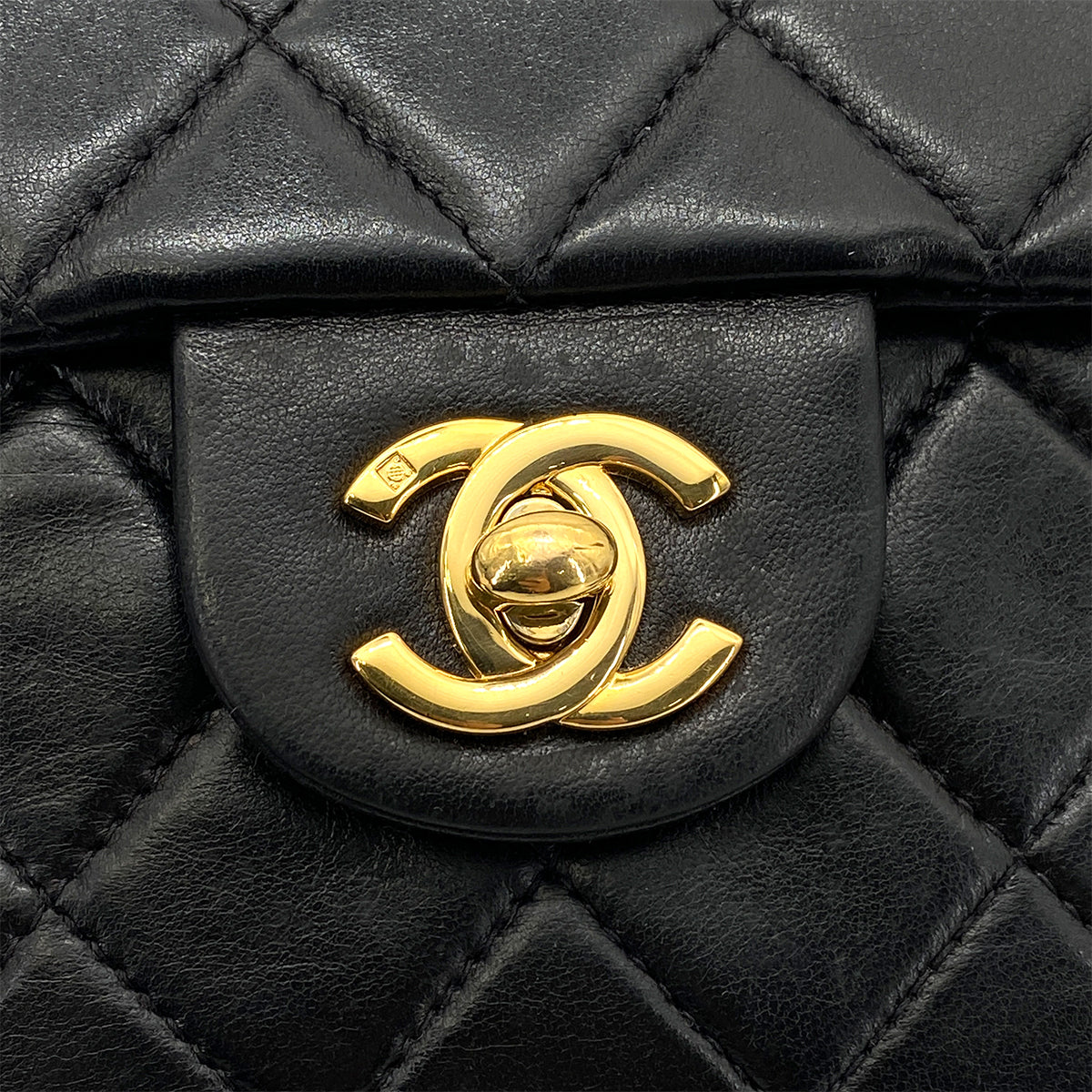CHANEL VINTAGE MINI SQUARE 17 CHAIN SHOULDER BAG BLACK LAMB SKIN 90262354