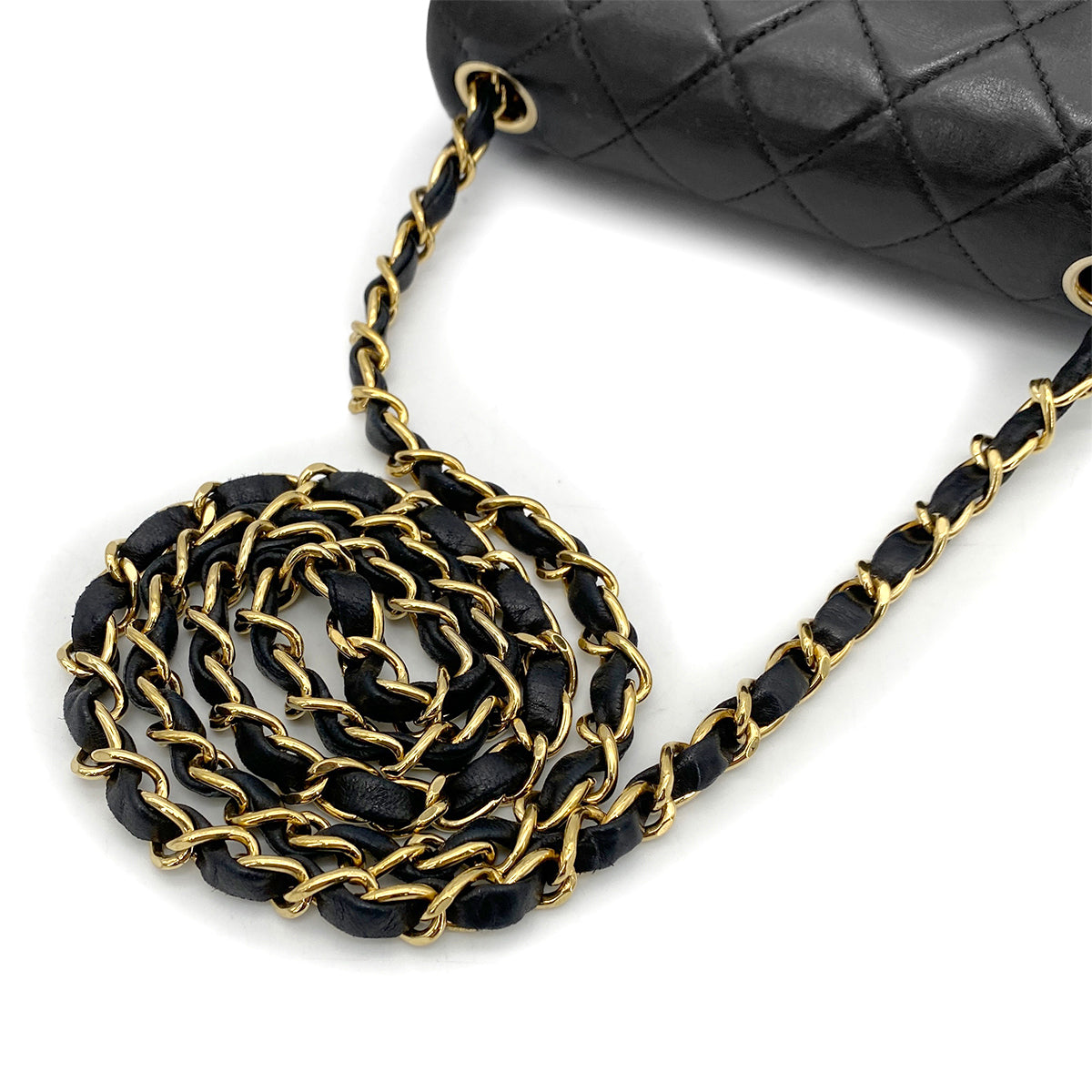 CHANEL VINTAGE MINI SQUARE 17 CHAIN SHOULDER BAG BLACK LAMB SKIN 90262354