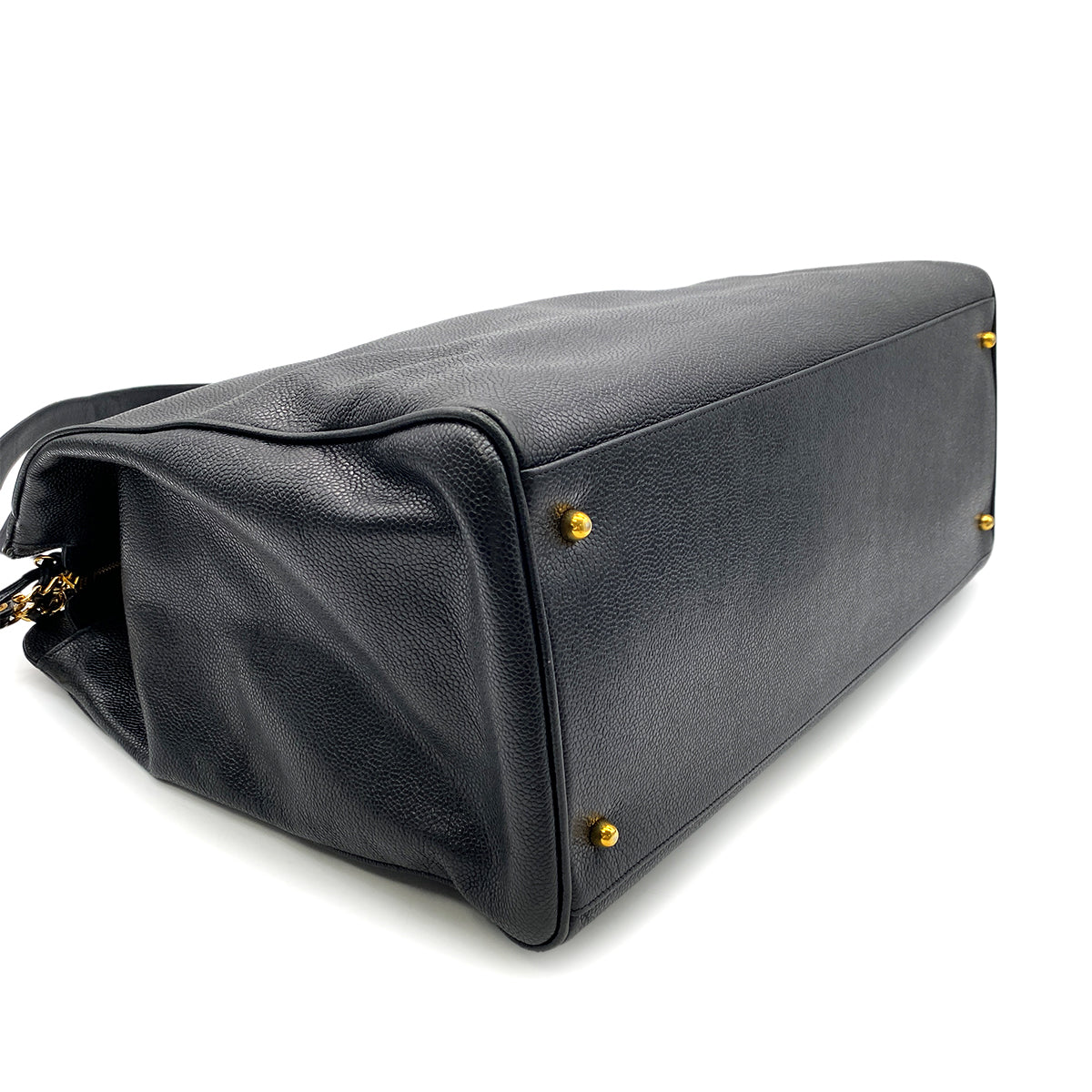 CHANEL VINTAGE SUPER MODEL CHAIN TOTE BAG BLACK CAVIAR SKIN 90262359