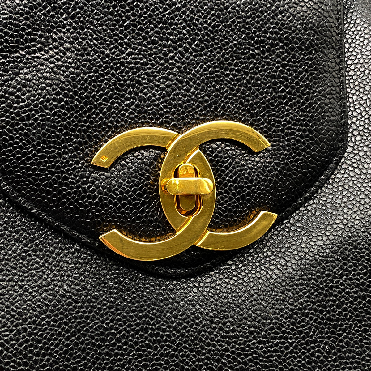 CHANEL VINTAGE SUPER MODEL CHAIN TOTE BAG BLACK CAVIAR SKIN 90262359