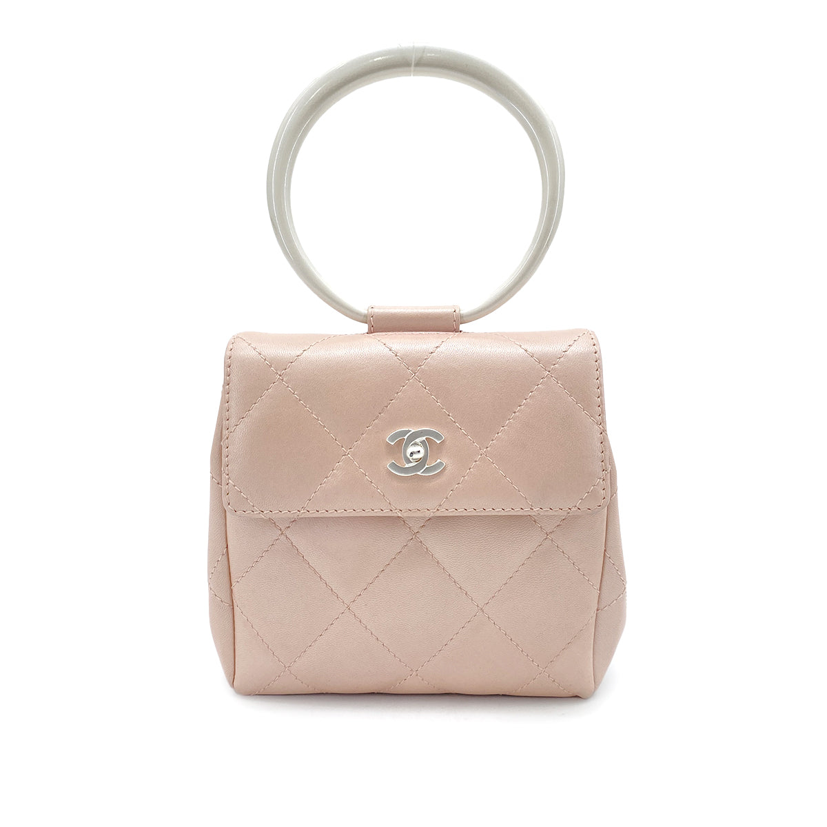 CHANEL VINTAGE MATELASSE HAND BAG PINK LAMB SKIN 90262368