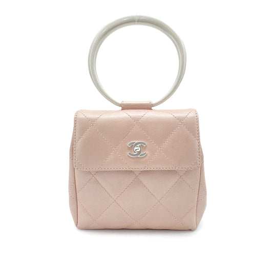 CHANEL VINTAGE MATELASSE HAND BAG PINK LAMB SKIN 90262368