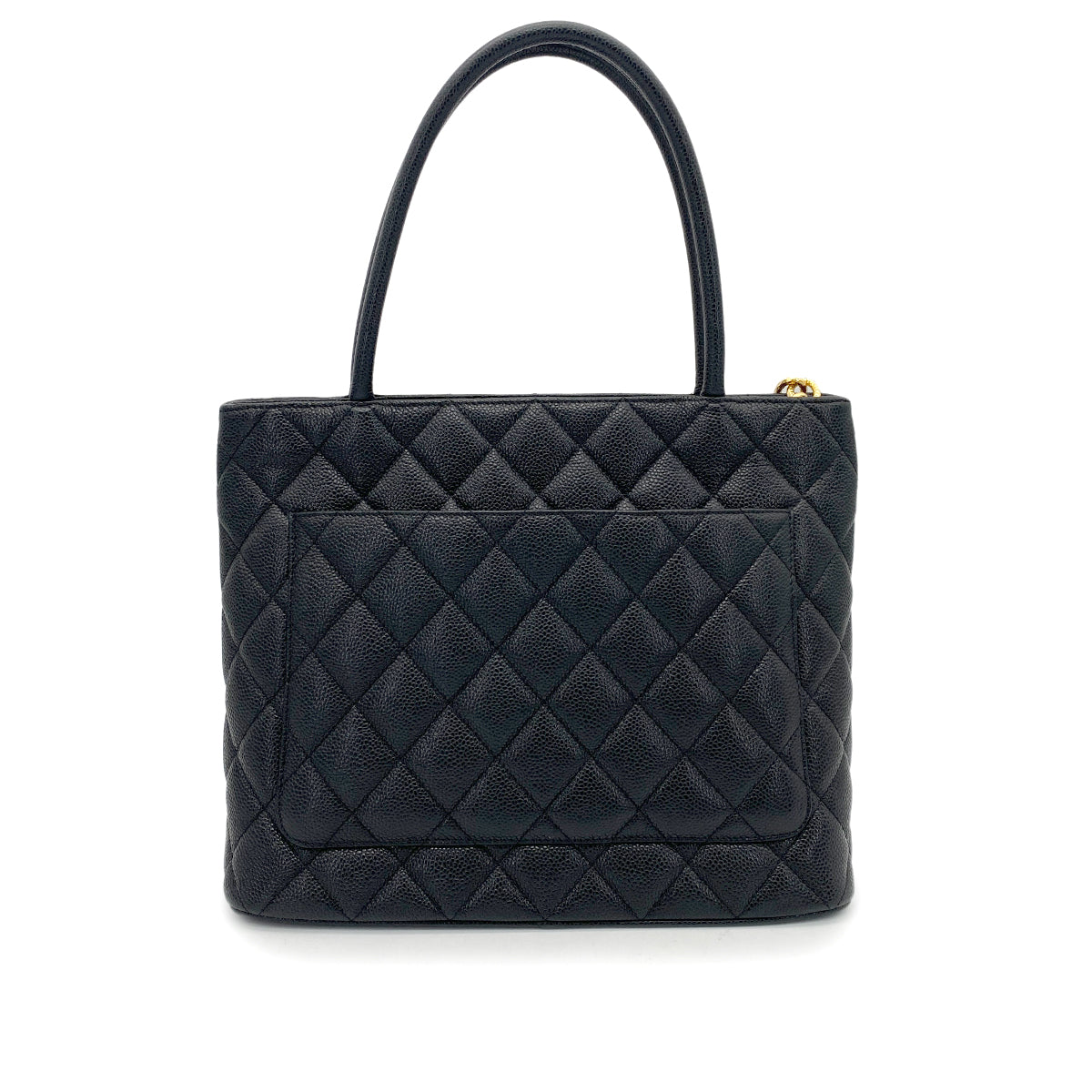 CHANEL VINTAGE MEDALLION TOTE BAG BLACK CAVIAR SKIN 90262374