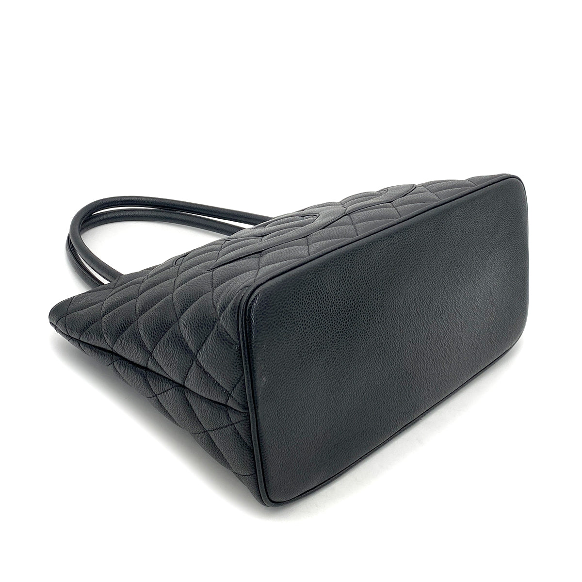 CHANEL VINTAGE MEDALLION TOTE BAG BLACK CAVIAR SKIN 90262374