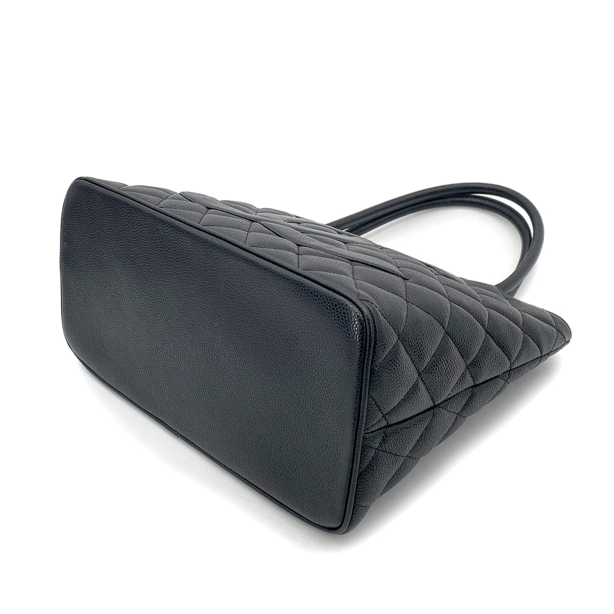 CHANEL VINTAGE MEDALLION TOTE BAG BLACK CAVIAR SKIN 90262374