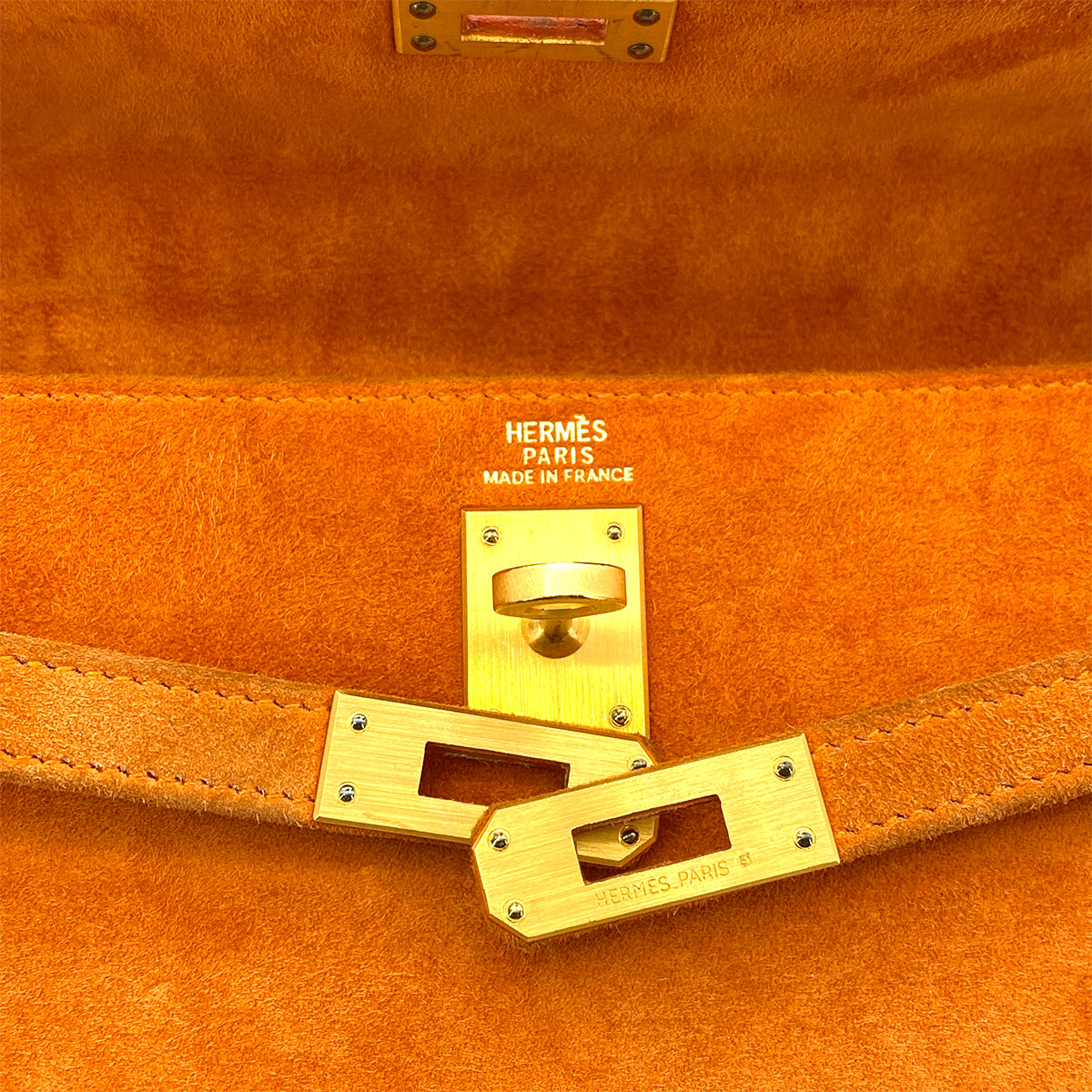 HERMES KELLY 25 SELLIER ORANGE DEBRIS HAND SHOULDER BAG □N GHW 90262377
