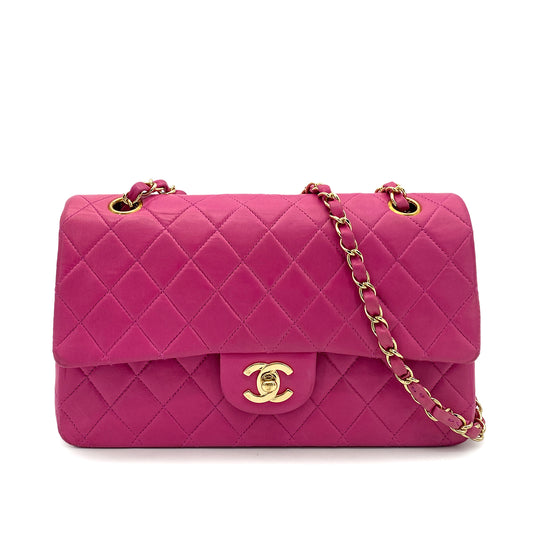 CHANEL VINTAGE CLASSIC FLAP MEDIUM CHAIN SHOULDER BAG PINK LAMB SKIN 90262843