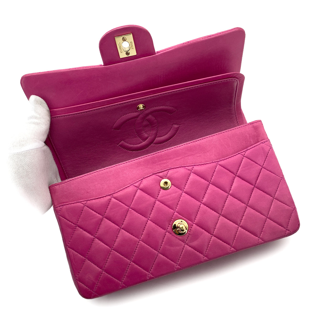 CHANEL VINTAGE CLASSIC FLAP MEDIUM CHAIN SHOULDER BAG PINK LAMB SKIN 90262843