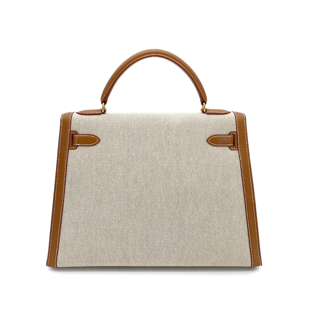 HERMES KELLY 32 GOLD COUCHVEL TOILE H HAND SHOULDER BAG □B GHW 90262851