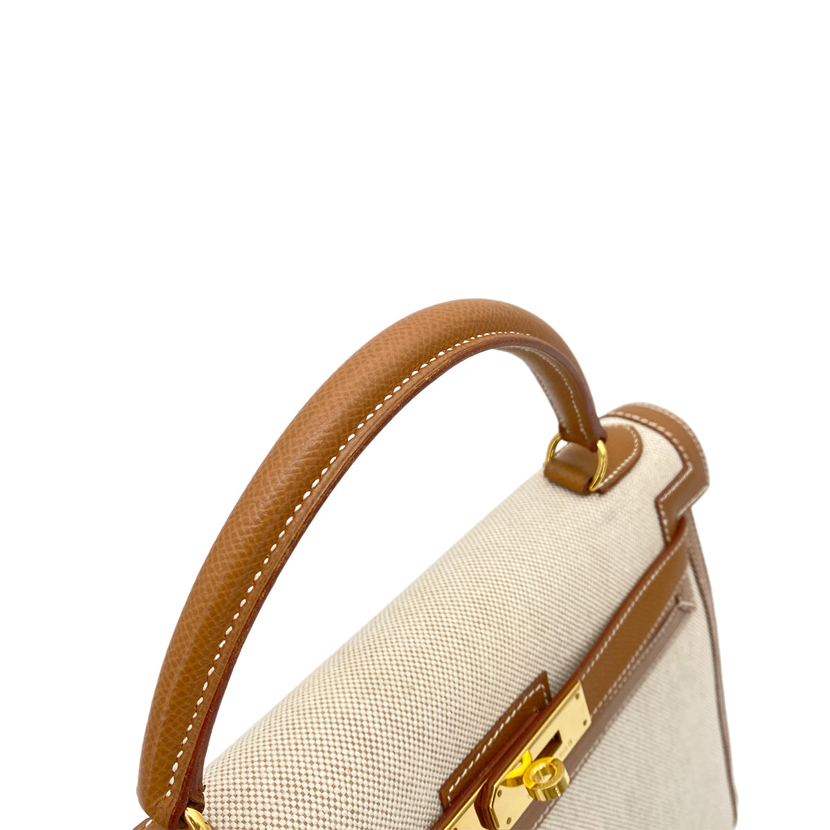 HERMES KELLY 32 GOLD COUCHVEL TOILE H HAND SHOULDER BAG □B GHW 90262851