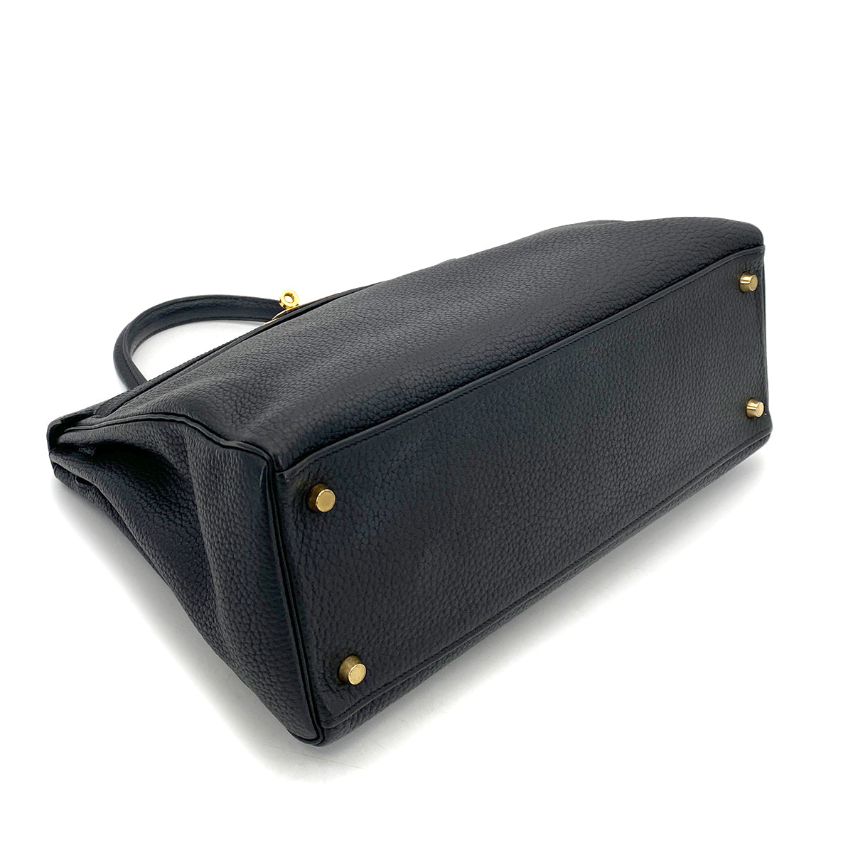 HERMES KELLY 35 RETOURNE BLACK TOGO HAND SHOULDER BAG □F GHW 90262852