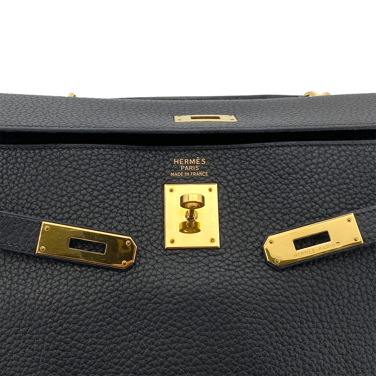 HERMES KELLY 35 RETOURNE BLACK TOGO HAND SHOULDER BAG □F GHW 90262852