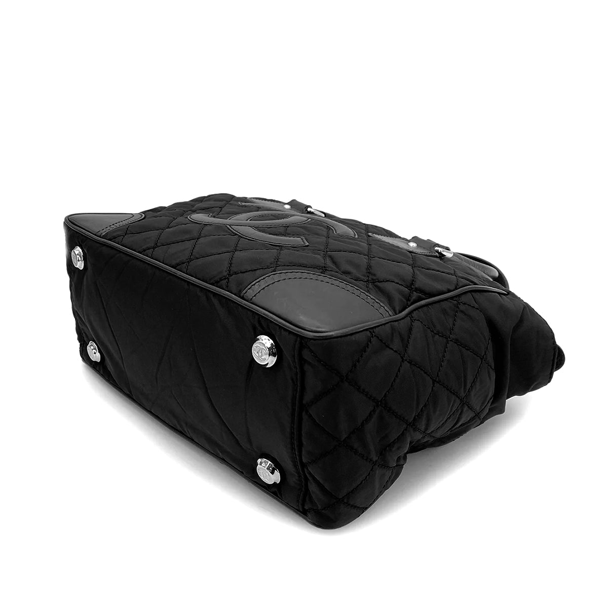 CHANEL VINTAGE PARIS NEWYORK TOTE BAG BLACK NYLON LEATHER 90262880