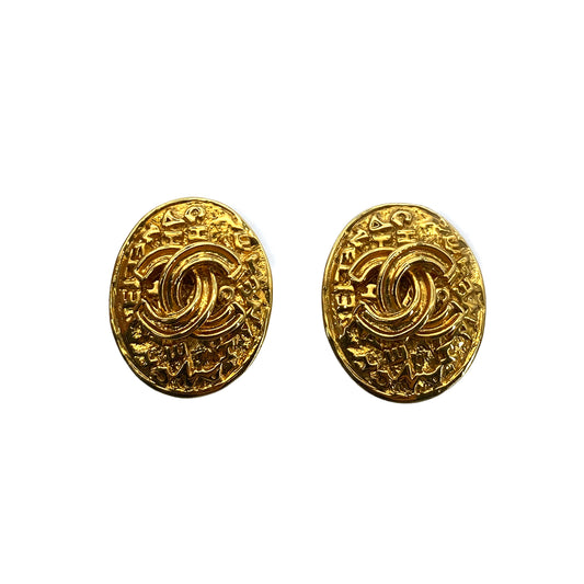 CHANEL VINTAGE EARRINGS COCOMARK OVAL ACCESSORY 95A 90263068