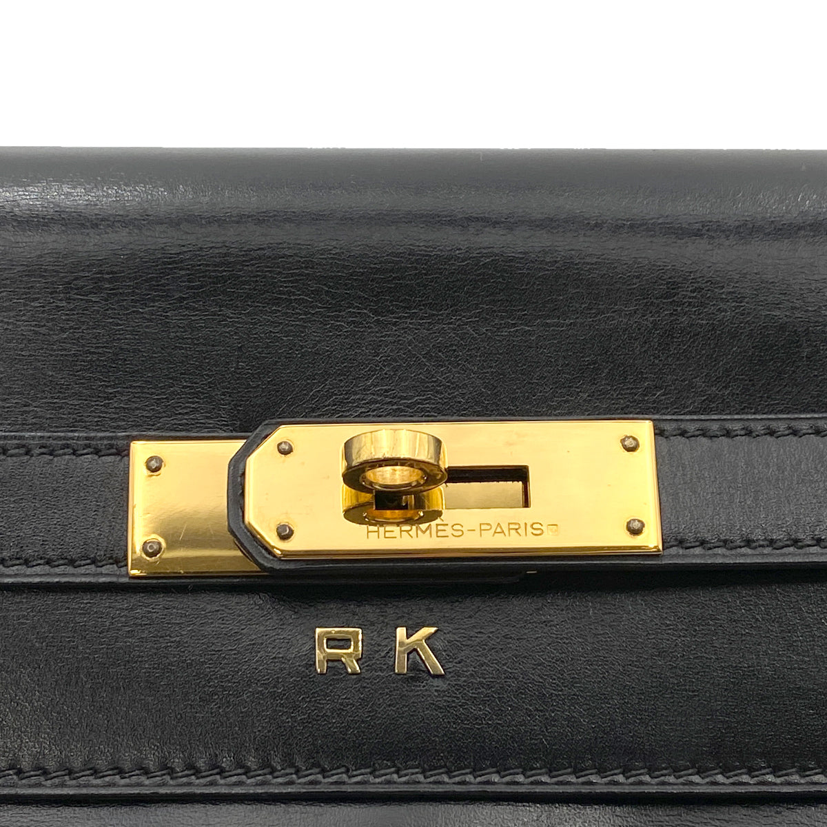 HERMES KELLY 32 RETOURNE BLACK BOX CALF HAND BAG 〇P GHW 90263075