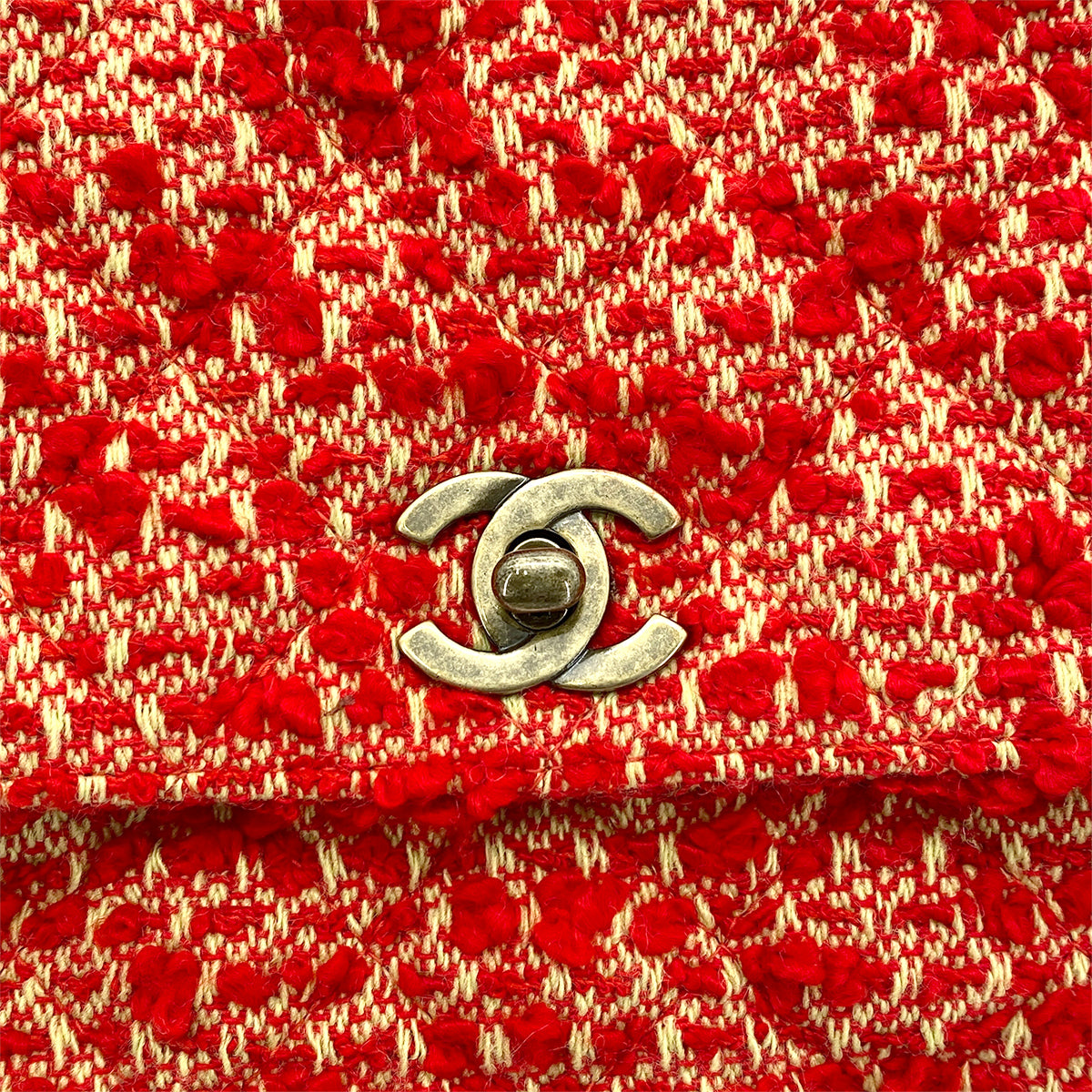 CHANEL VINTAGE CHAIN SHOULDER BAG RED TWEED 90263082