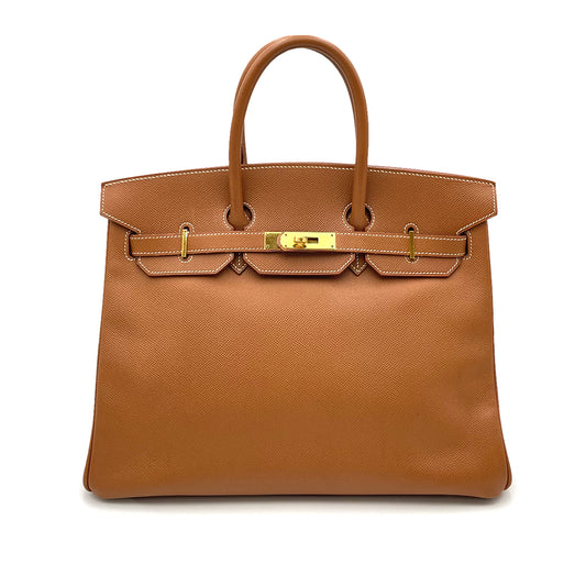 HERMES BIRKIN 35 GOLD COUCHEVEL HAND BAG 〇Z 90263090