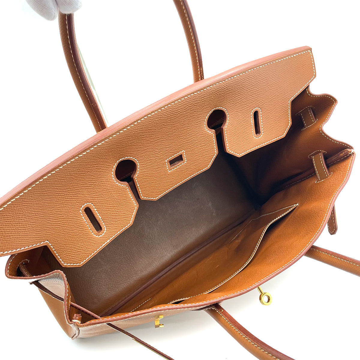 HERMES BIRKIN 35 GOLD COUCHEVEL HAND BAG 〇Z 90263090