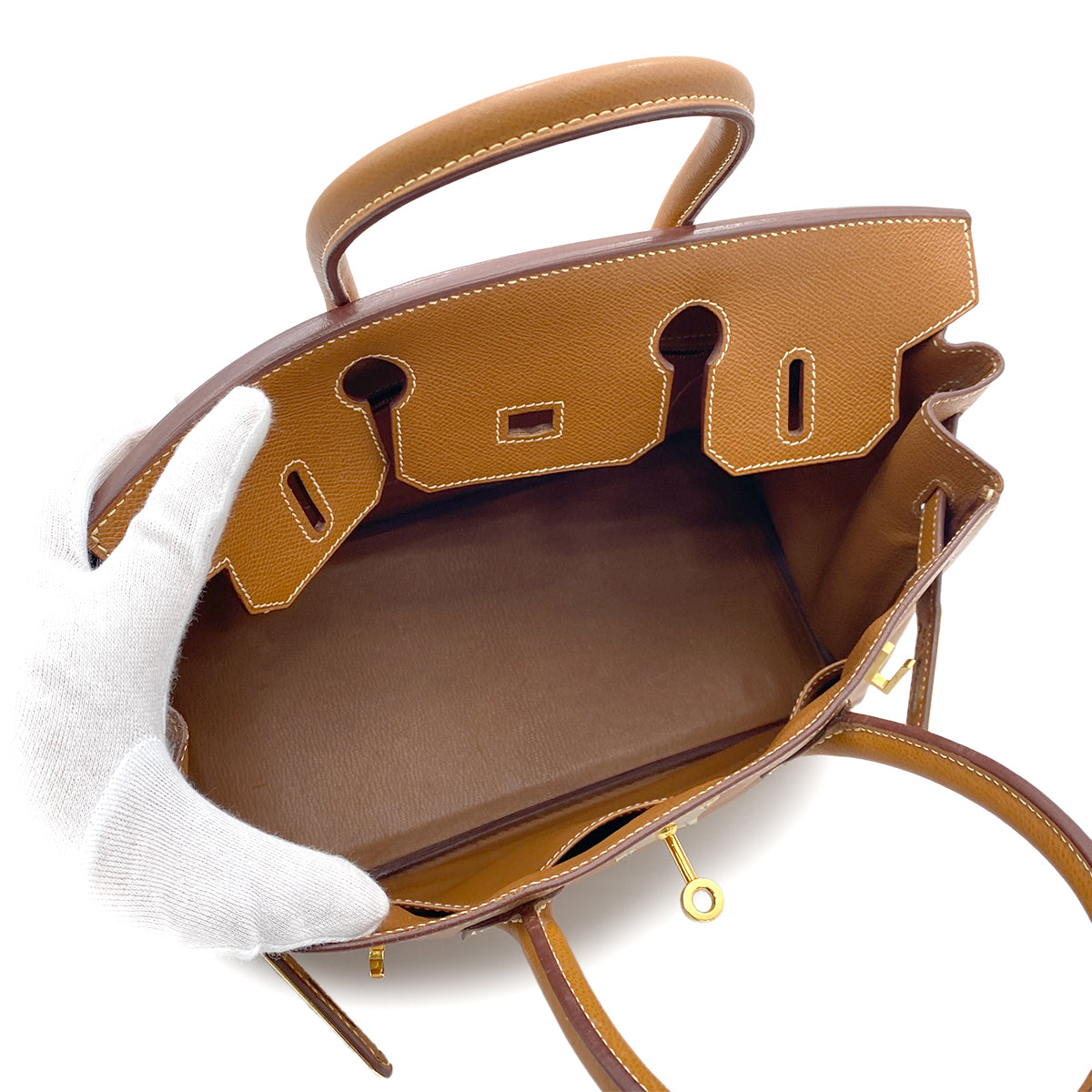 HERMES BIRKIN 30 GOLD COUCHEVEL HAND BAG □G GHW 90263098